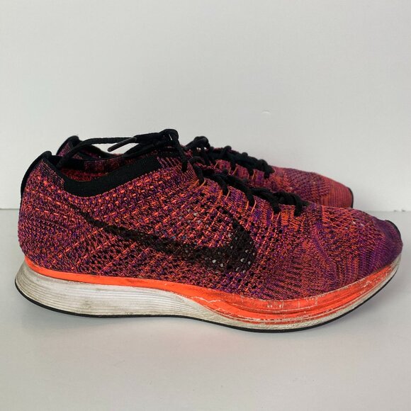 Nike Flyknit Racer Running Shoes Men's 8.5 Acai Berry Hyper Orange 526628 008 - Picture 1 of 16